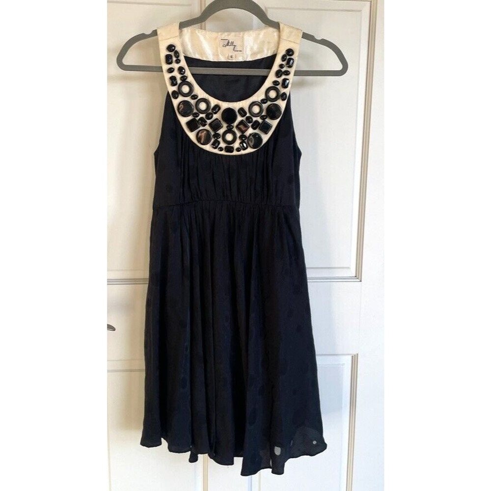 Vintage Original Milly Of New York Little Black Silk Sleeveless Dress Size 6